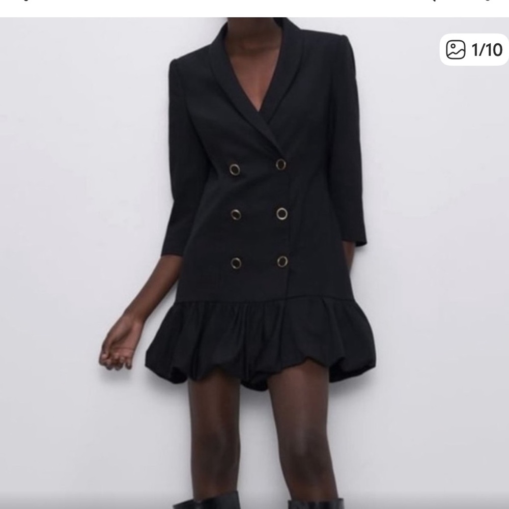 NEW ZARA BLACK BLAZER MINI DRESS, XS